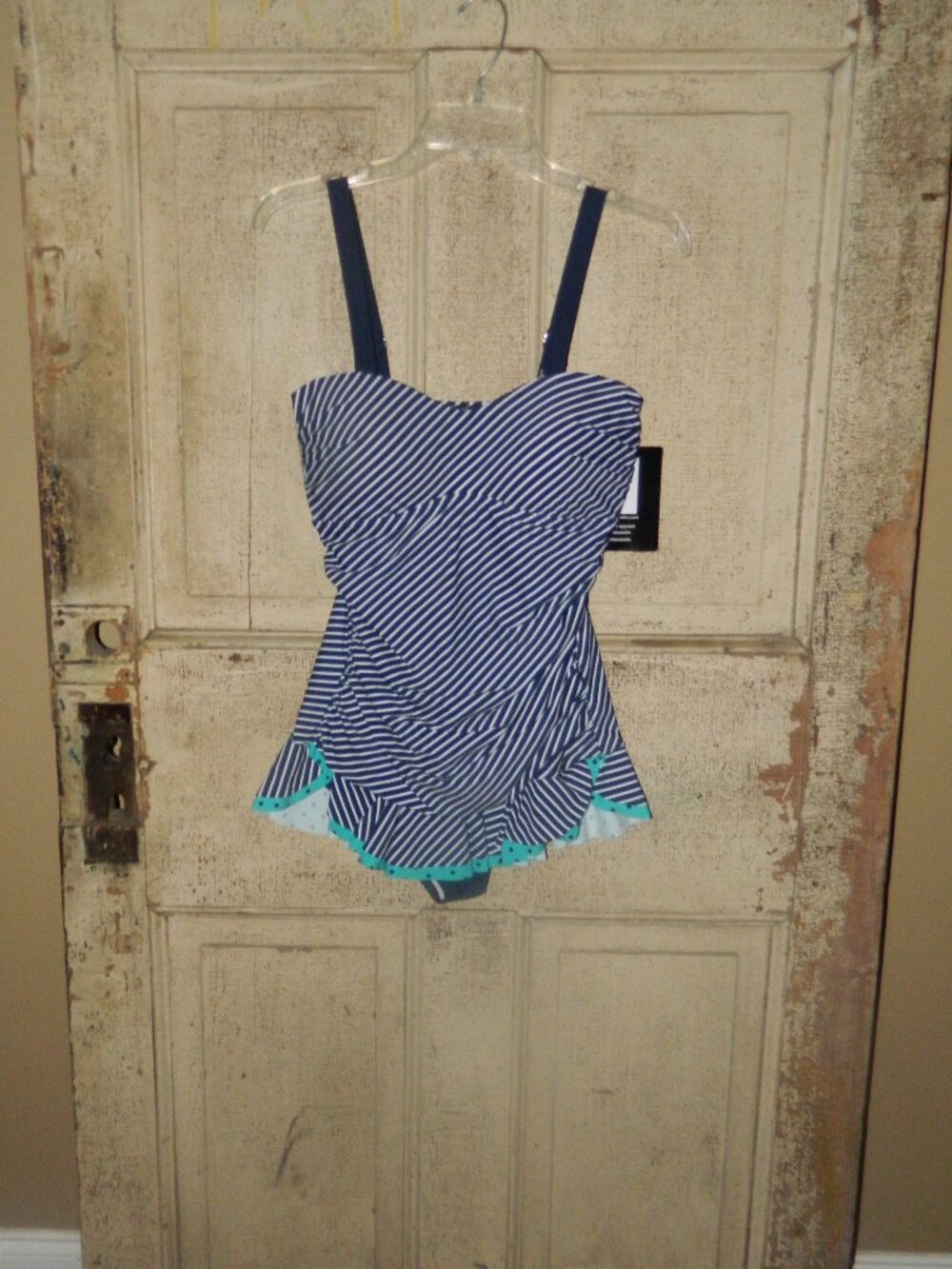 Mazu Swim Ruffle Bottom Striped Swim Suit Sz 10 (K-51)